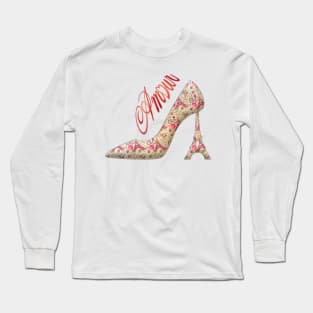 Paris France French  Love Shoe Eiffel Tower Europe Valentine Long Sleeve T-Shirt